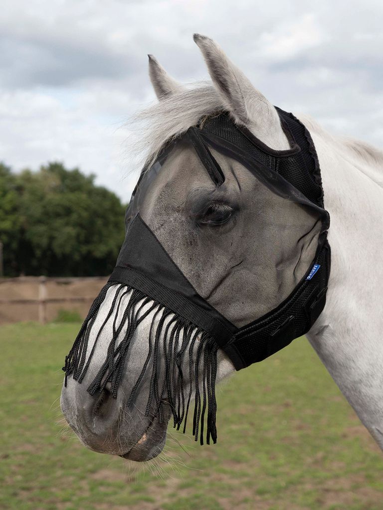 Busse Fliegenmaske FLY COVER FRANSEN GAP, Farbe:schwarz, Größe:Vollblut