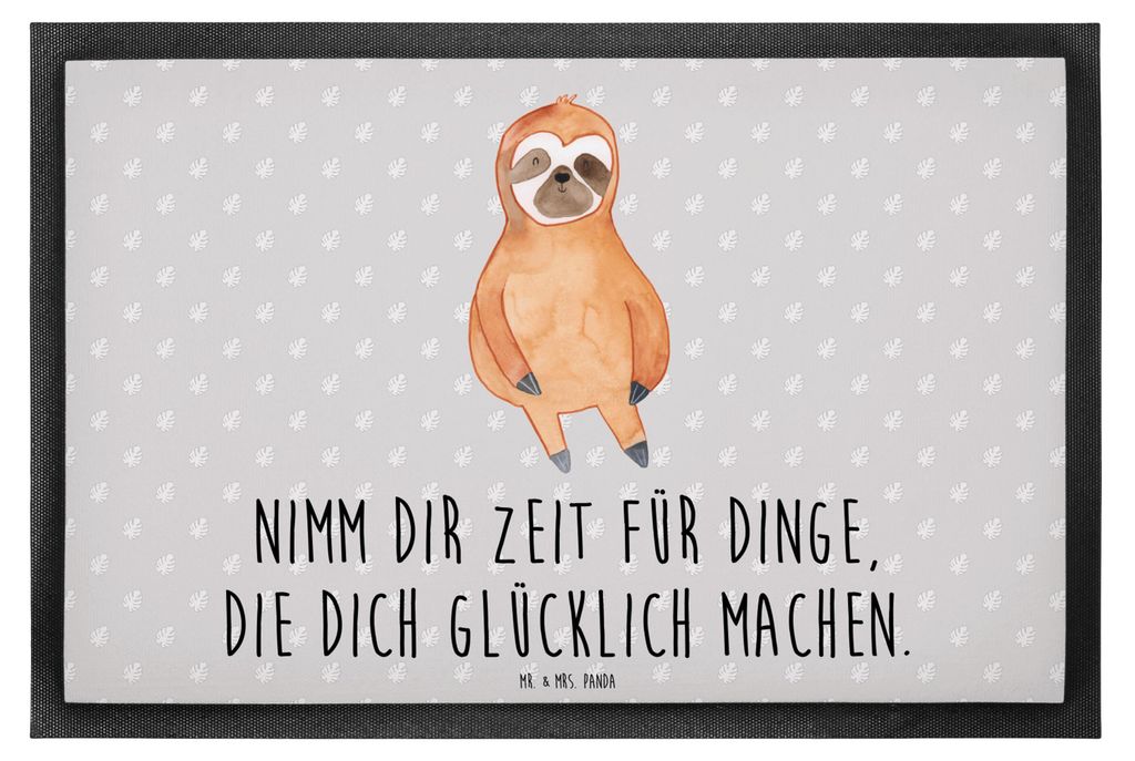 Mr. & Mrs. Panda Fussmatte Faultier Zufrieden 50 x 75 cm - Grau Pastell - Geschenk, fußmatte, Sauberlaufmatte, Schmutzfangmatte, Schuhabstreifer, ...