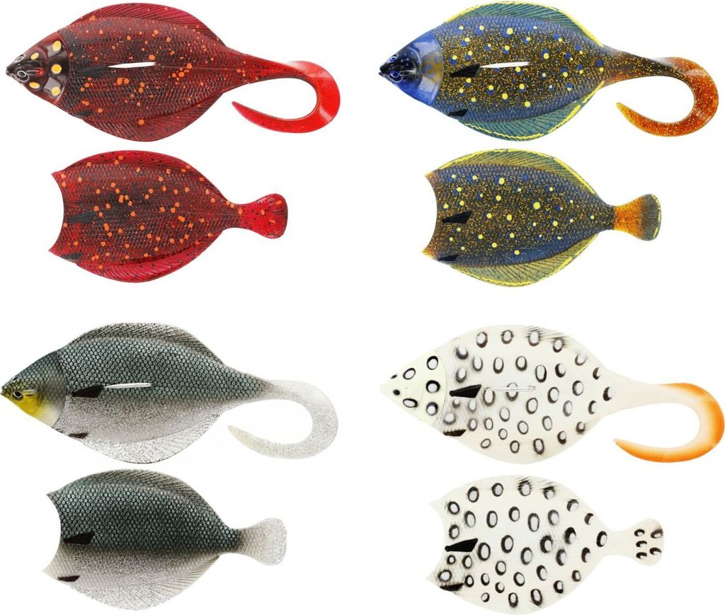Westin Flat Matt Jig 85g 13cm - 1 Jighaken + 2 Gummifische, Farbe:Glowing Plaice