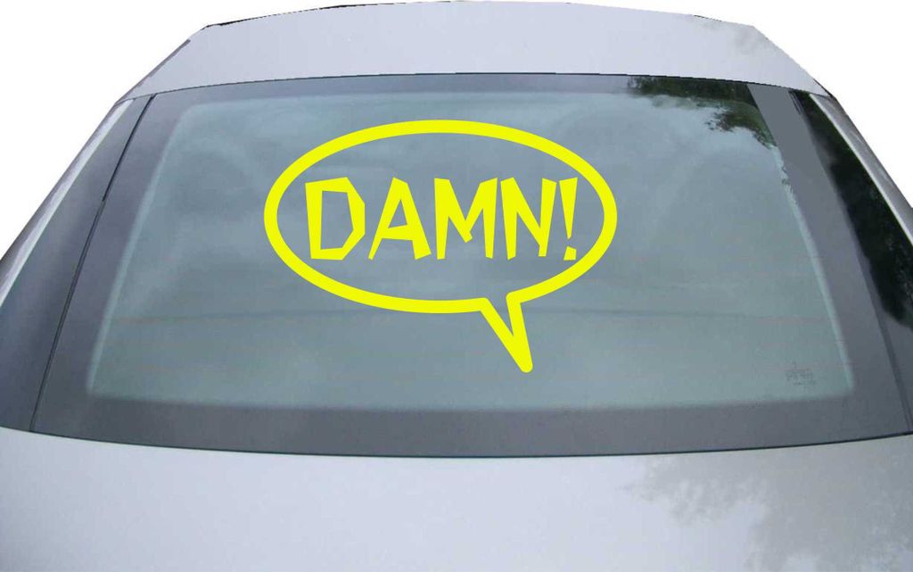 Indigos UG - Aufkleber Heckscheibe & Motorklappe DE6255 - neongelb - 600x428 mm - damn - Auto Scheiben Fenster Heckklappe Tuning Racing JDM - Die cut