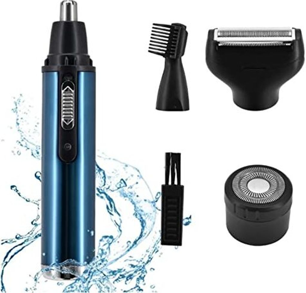 Nasenhaarschneider, USB-wiederaufladbar, drahtlos, tragbar, 400 mah, Augenbrauenbart Trimmer Set, Sky Blue, 4-in-1-Kit,