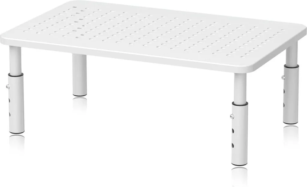 Bracwiser Support d'écran Bureau Blanc - Plateforme Réglable 3 Hauteurs