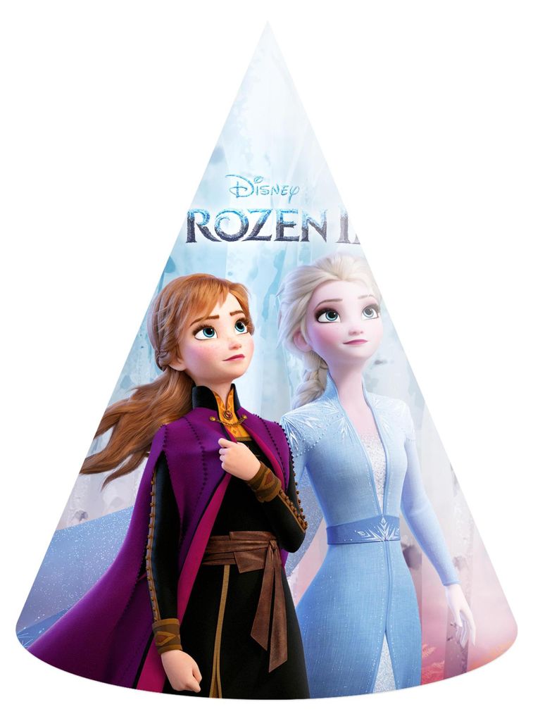 Frozen 2-Partyhüte für Kinder Disney 6 Stück bunt - Einheitsgröße