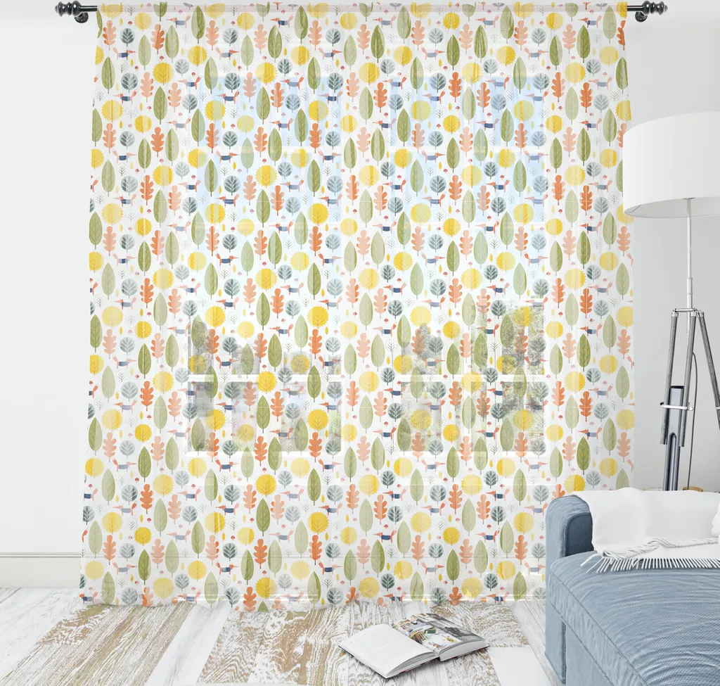 ABAKUHAUS Arazzo autunnale, Volpe rossa nella stagione delle foglie arancioni nel bosco Arte, Arazzo in raso setoso per soggiorno e camera da letto, 135 cm x 274 cm, bianco e multicolore