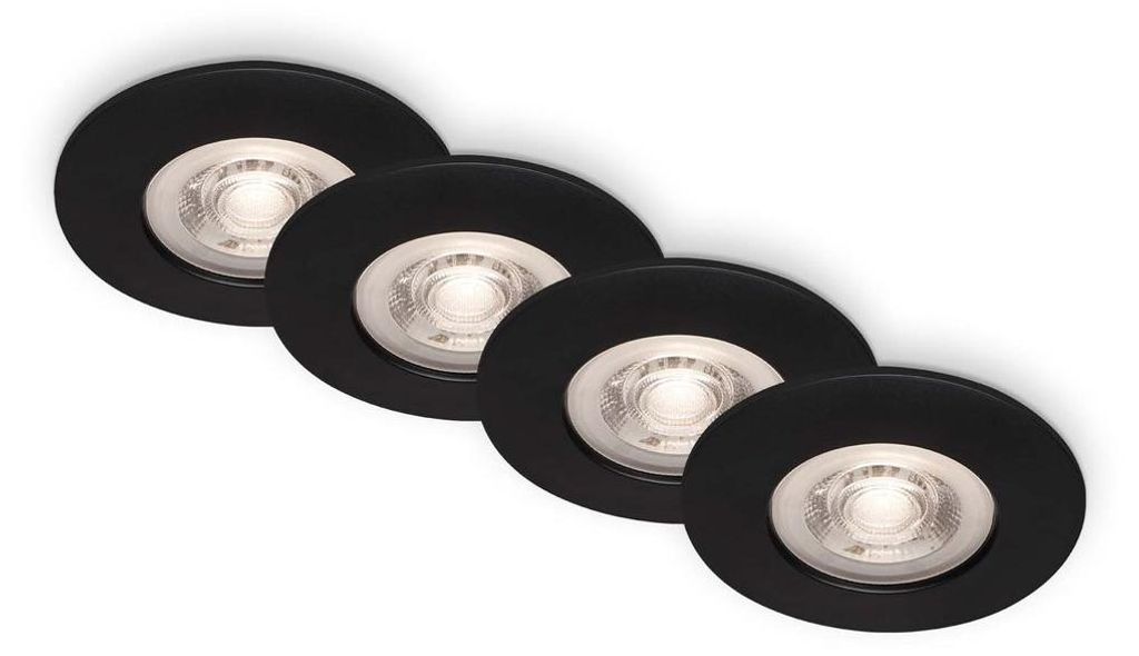 Set 4 spots LED encastrables modernes noir Ø90mm, 5W 480lm Image du produit 