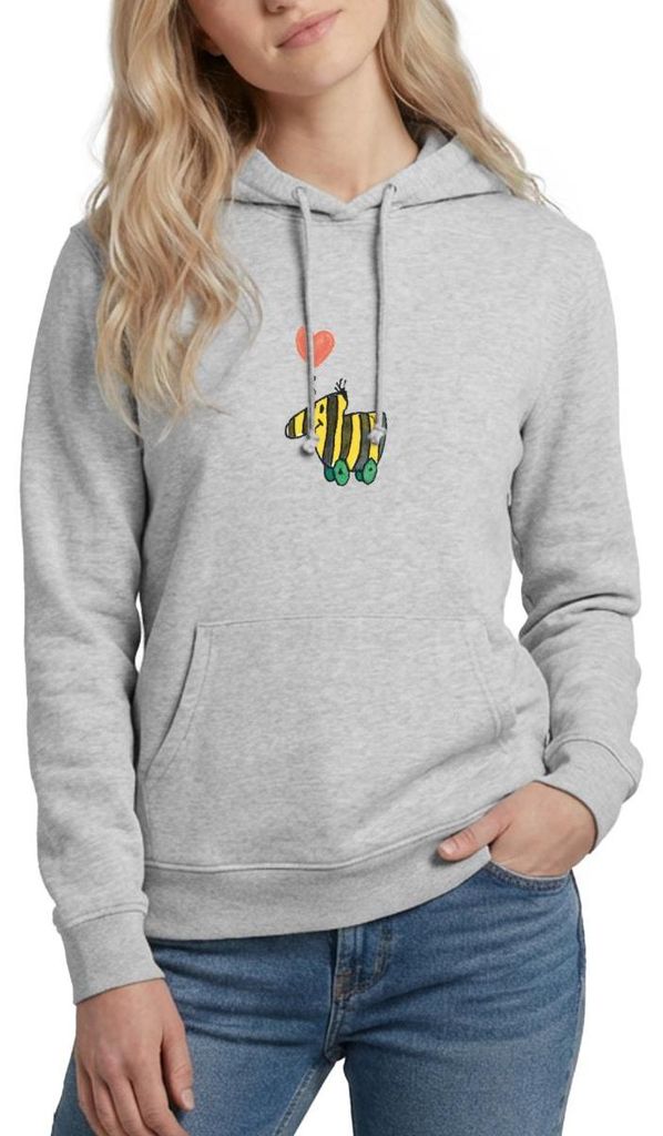 Spreadshirt Janosch Große Tigerente Mit Herz Liebe Damen Hoodie, M, Hellgrau meliert