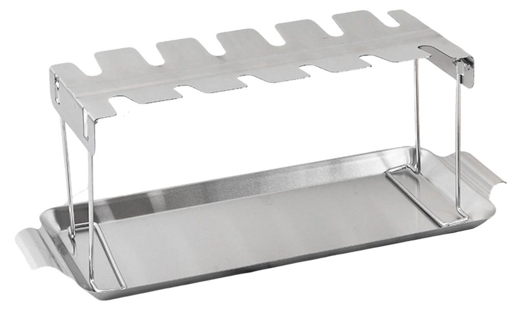 Hähnchenschenkel-Grillrost mit 12 Schlitzen, Edelstahl-Hähnchenschenkel-Rack mit Fettauffangschale, klappbarer Hähnchenflügel-Rack für gleichm...