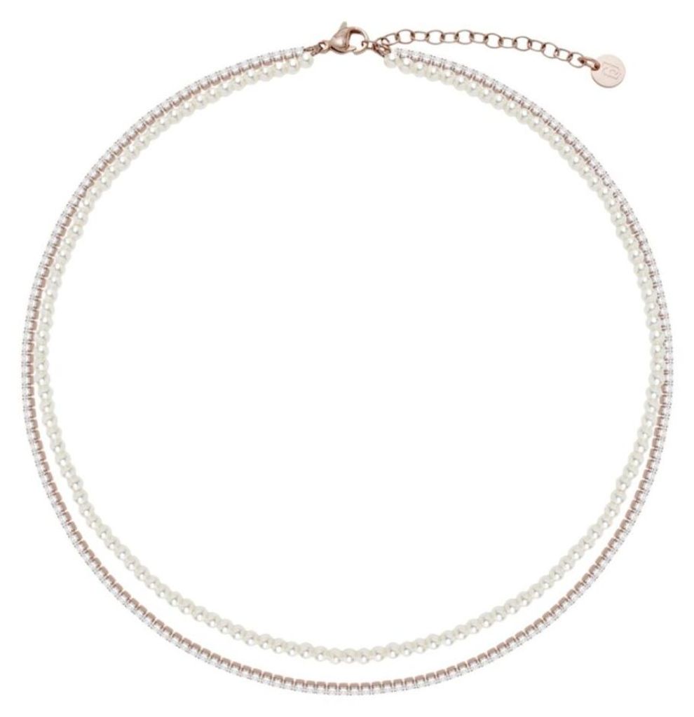 Doppelte vergoldete Perlenkette fü r Damen LJ3028