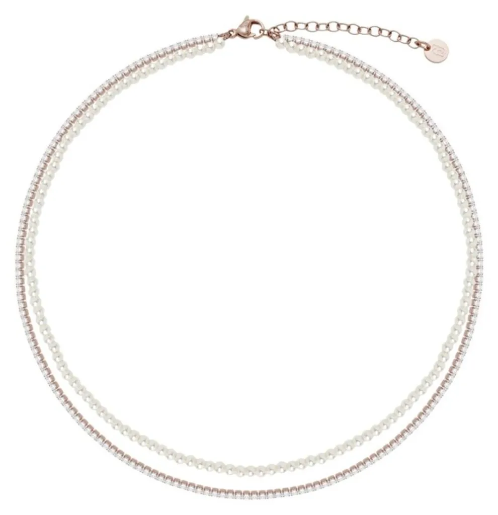 Collier double rang plaqué or anti-ternissement - Bijou perle chic