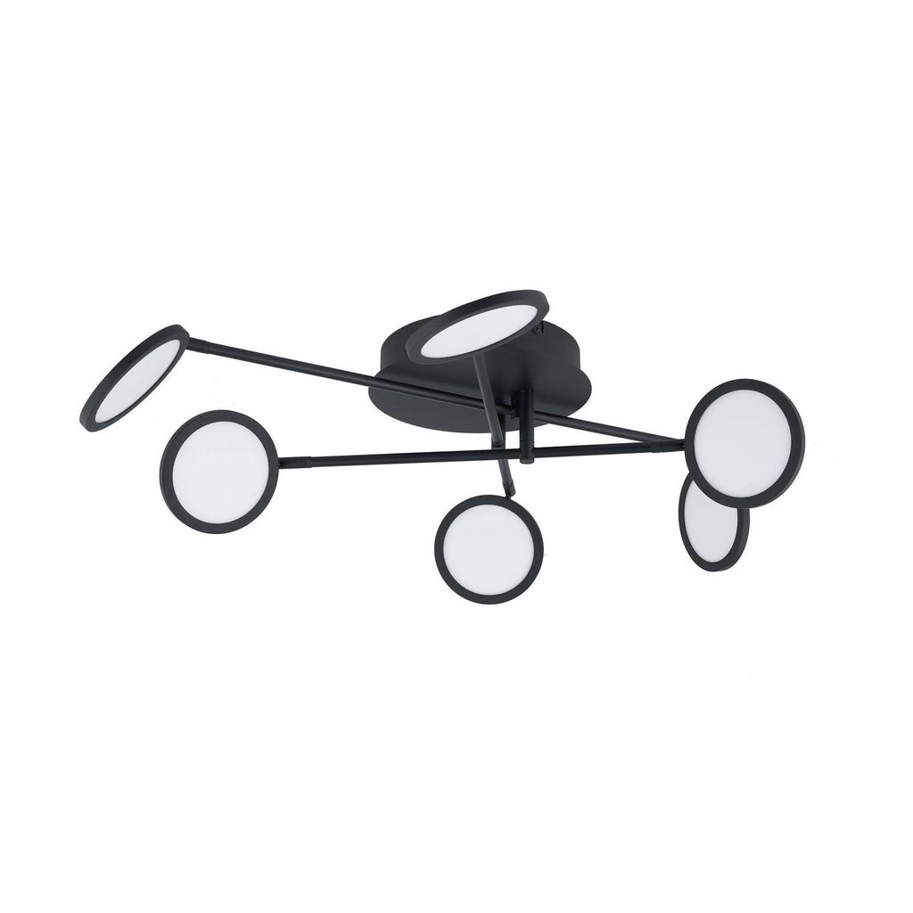 Lindby LED-Deckenleuchte Manel, schwarz, Eisen, 79 cm lang