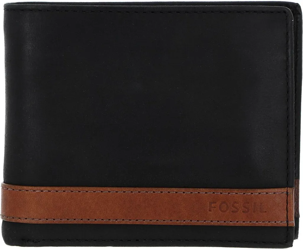 Porte-monnaie Fossil Quinn Bifold Noir en Cuir avec Compartiment Pièces