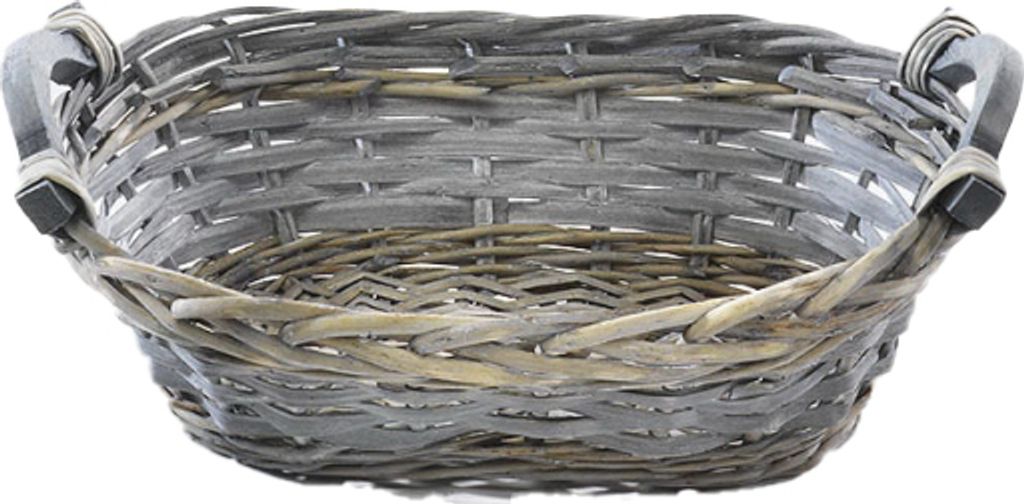 Dekoschale oval aus Chipwood und Weide grey-washed Produktbild 