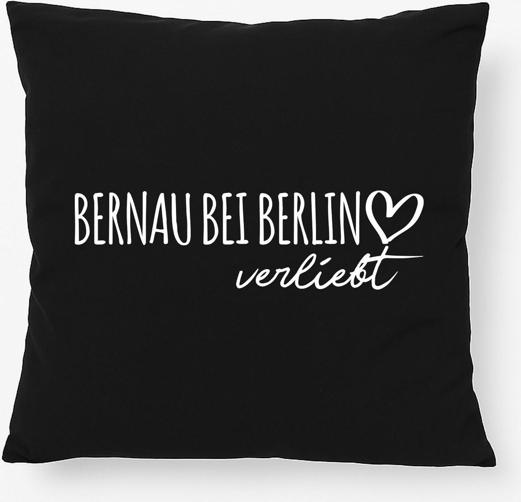 Huuraa Kissen Bernau bei Berlin verliebt 40x40cm mit Füllung Black Baumwolle Dekokissen Geschenkidee