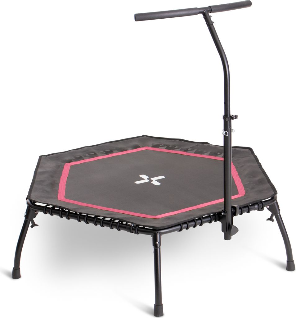 SportPlus I Fitness Trampolin I klappbar, Fitnesstrampolin mit Haltefunktion, Klappfunktion, Ø 126cm, leise Gummiseilfederung, Randabdeckung, Jump...