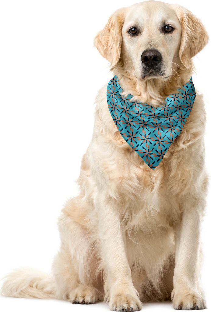 ABAKUHAUS Geometrisch Haustier Bandana, Blumen-Patterned, 55x55 cm, Blau Vermilion Schwarz