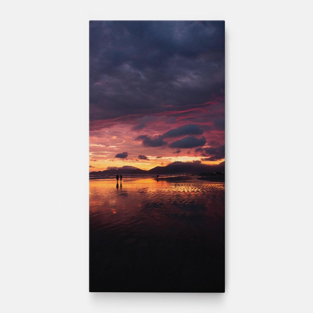 ARTHUB Leinwandbild 50x100 cm, Beach At Sunset | Wohnzimmerdekoration, Hängende Bilder, Wanddekoration, Heimdekoration, Landschaften, Seen