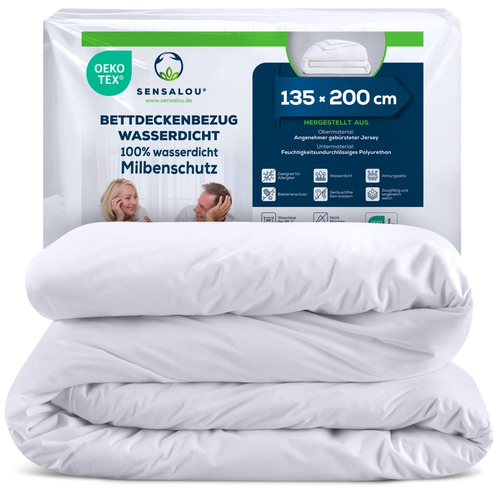 Sensalou Bettdeckenbezug wasserdicht weiß - 135 x 200 Produktbild 