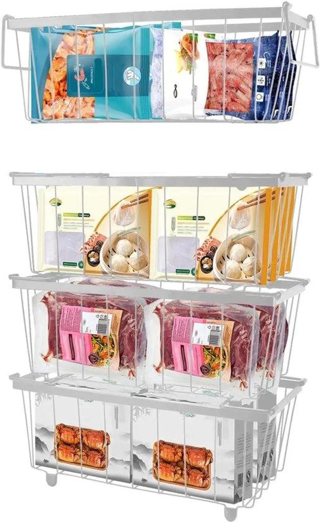 Organisateur frigo métal blanc : fini le désordre avec ce lot de 4 bacs