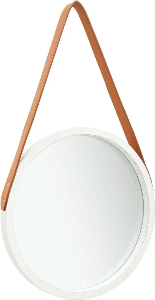Specchio Parete con Cintura 40 cm Bianco The Living Store | Design Vintage