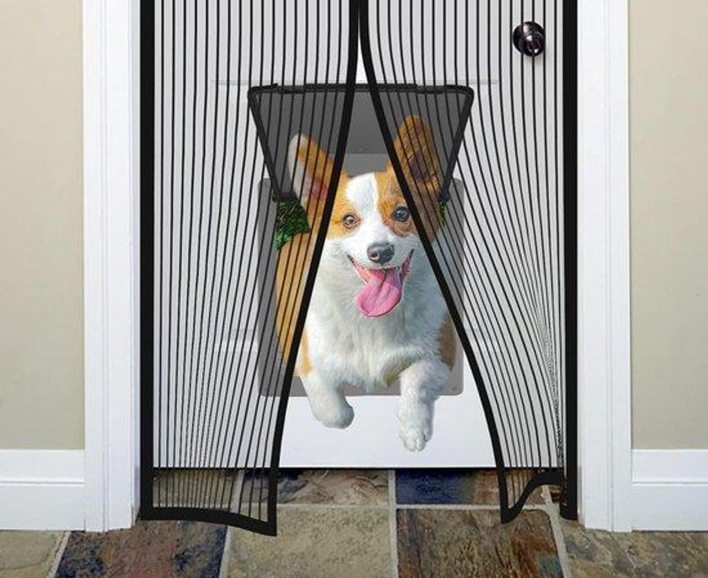 Schwarzes Lamellengordijn für Balkon und Terrasdeur - Insektenschutz - Magnetisch - 75 x 220 cm