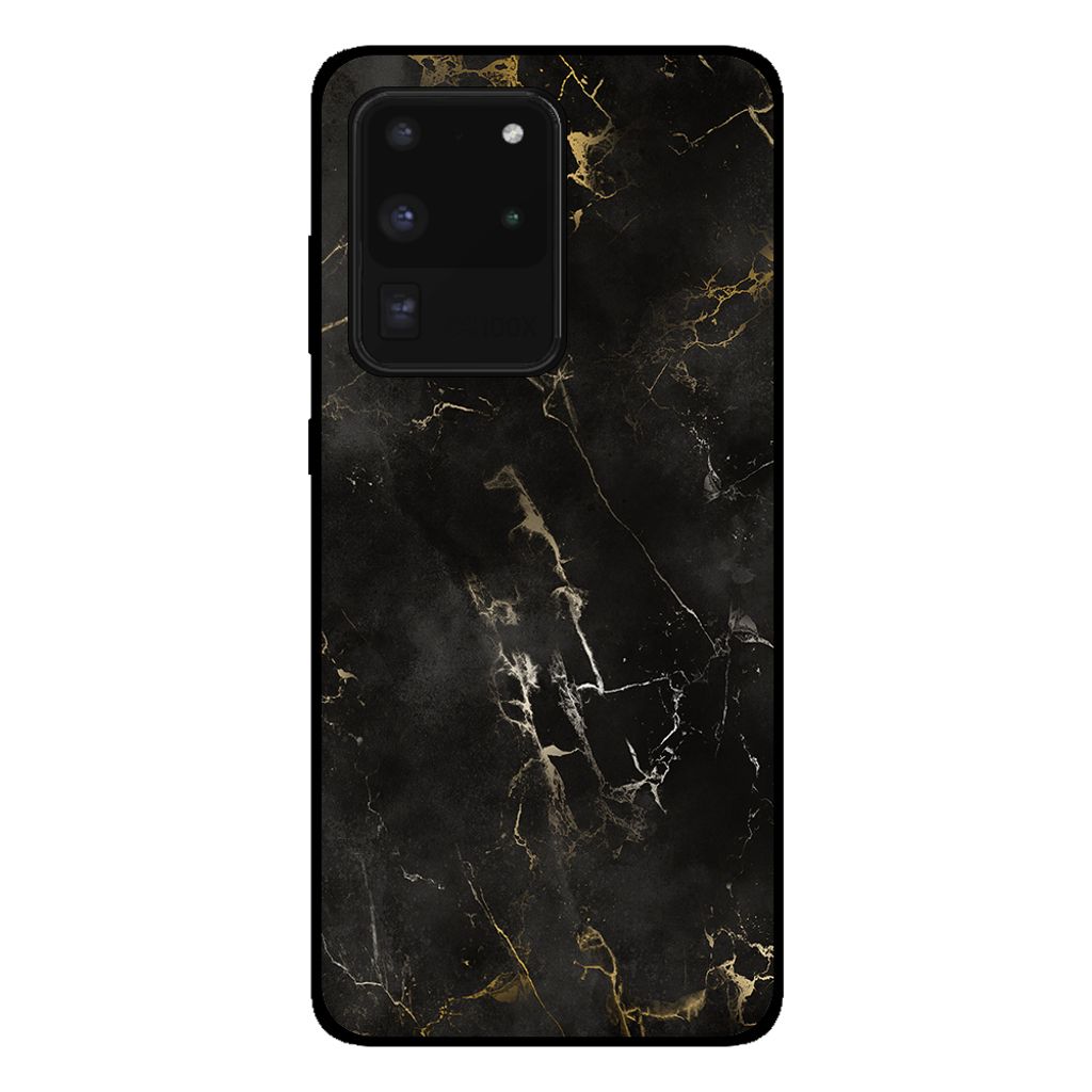 Smartphonica Handytasche für Samsung Galaxy S20 Ultra mit Marmordruck - TPU Rückseite Abdeckung Fall Marmor Design - Schwarz