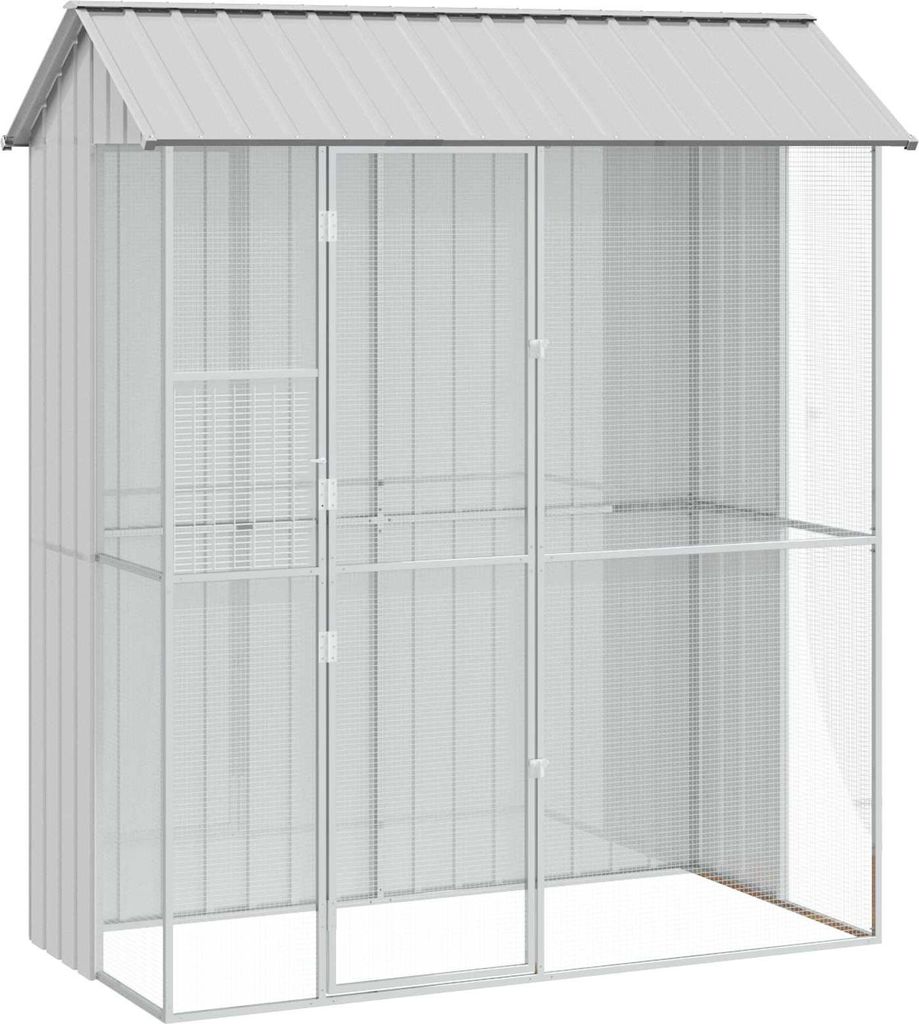 vidaXL Ptačí klec šedá 215 x 110 x 247 cm Pozinkovaná ocel Obrázek produktu 