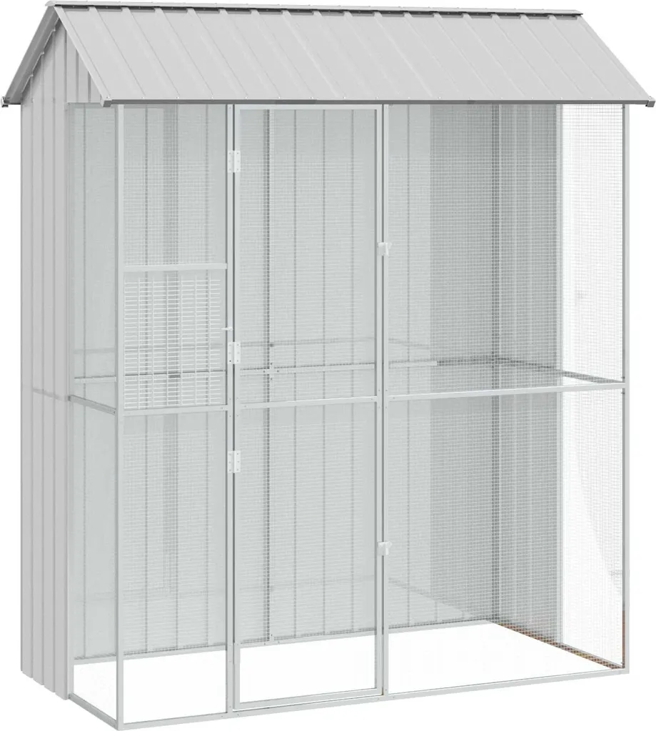 vidaXL Grande Volière Extérieure Gris 215x110x247 cm Acier Galvanisé
