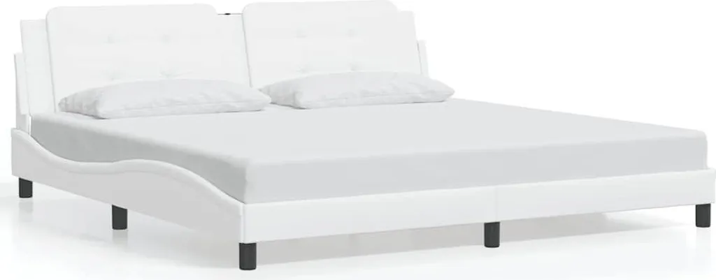 Lit blanc 200x200 Zadar en similicuir facile à nettoyer et durable