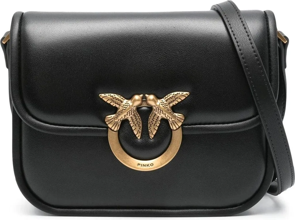Petit Sac à Main Rigide Love Box Pinko Noir en Cuir Lisse Format M