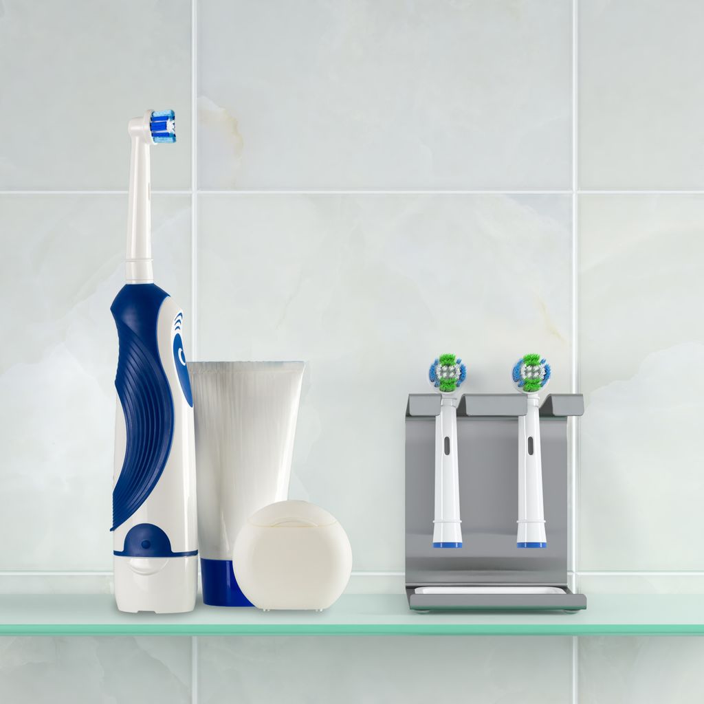 Edelstahlhalter mit Auffangschale für Zahnbürsten Produktbild 
