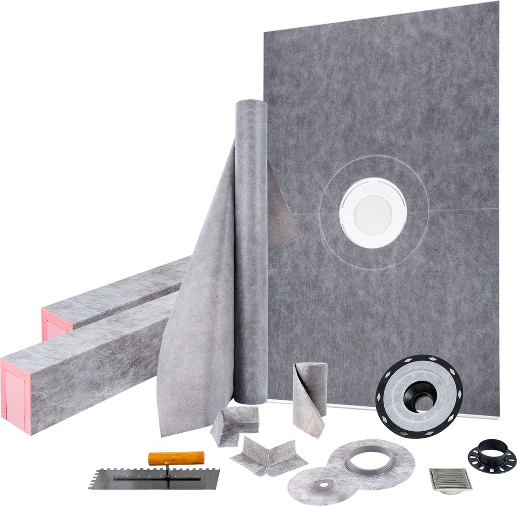 VEVOR Duschschwellen-Set, 121,9 x 182,9 cm, wasserdichte Duschschwellenmatte mit 10,2 cm ABS-Mitte, 10,2 cm Edelstahlgewebe, 2 zugeschnittene Dusch...