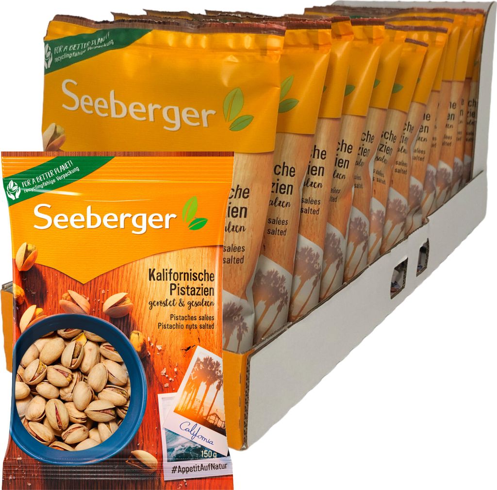 Seeberger Kalifornische Pistazien geröstet und gesalzen VPE (12x150g Packung)