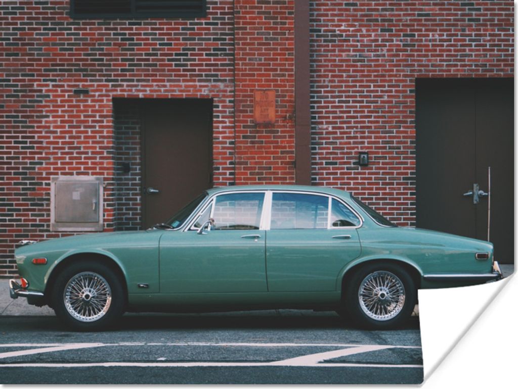 MuchoWow Poster Auto - Oldtimer - Backstein 80x60 cm - Kunst für zu Hause