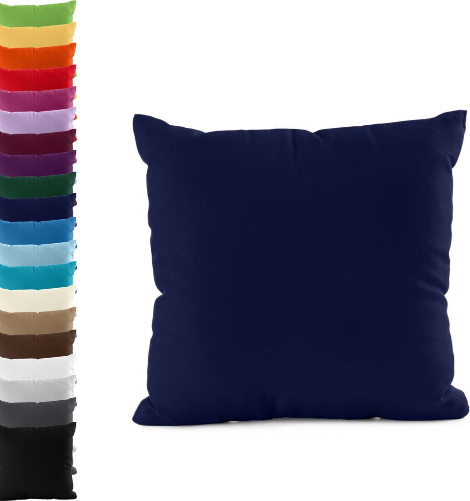DOPPELPACK Kissenbezüge 40x145cm JERSEY Seitenschläferkissen Kissenbezug 100% Baumwolle 160gr/m² Kissenhülle Kissen, Farbe: Dunkelblau