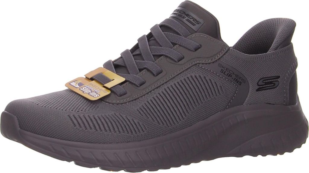 A single gray Skechers Slip-Ins sneaker is shown from a side-front angle against a white background.