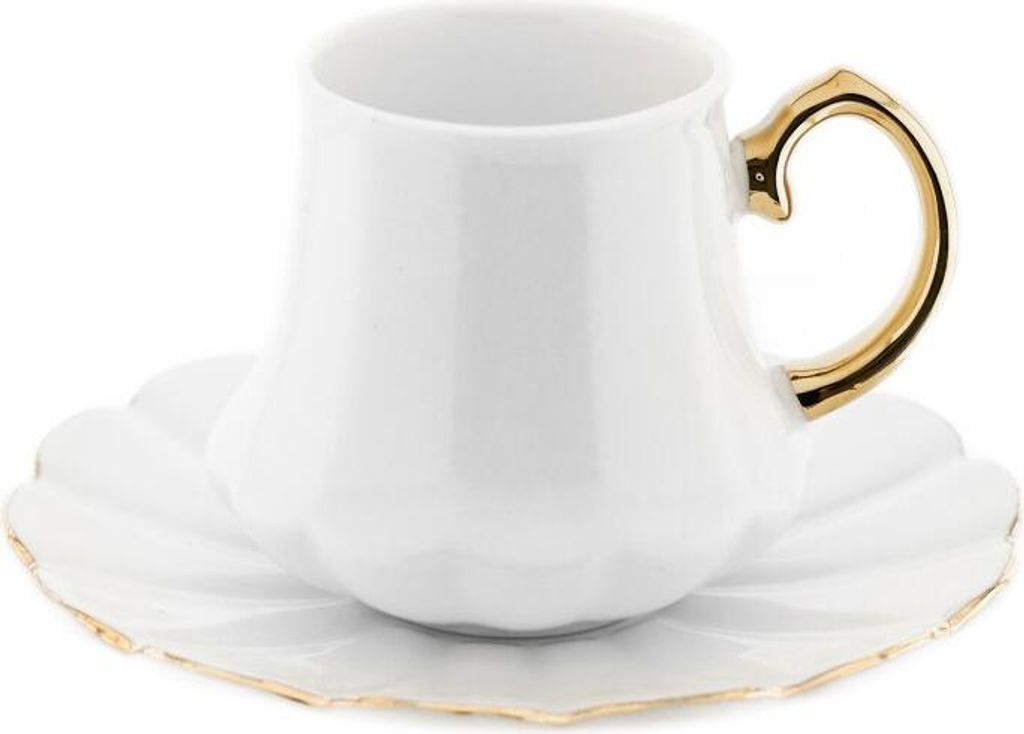 Elegantes 12-teiliges Mokkatassen-Set aus Porzellan - Weiß & Gold, 100 ml