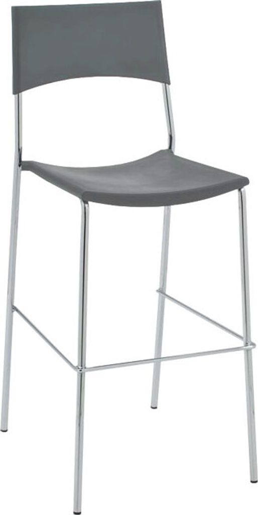 TPFLiving Barhocker Gent Gestell Metall in Chromoptik Kunststoff Grau