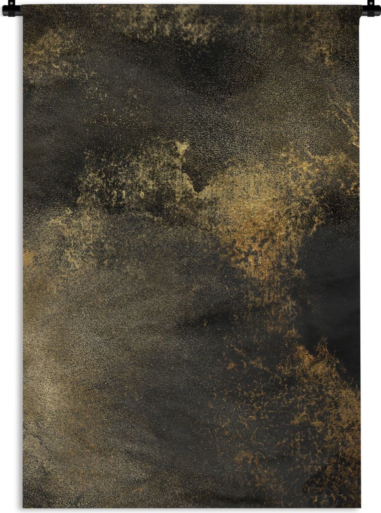 MuchoWow Wandteppich Wandbehang Gold - Schwarz - Luxus 90x135 cm Tapisserie Dekoration Wandtuch - Baumwolle - Wandskulptur