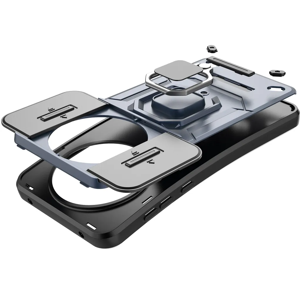 Custodia per Huawei Mate 60 Pro a doppio strato con protezione scorrevole della fotocamera e supporto