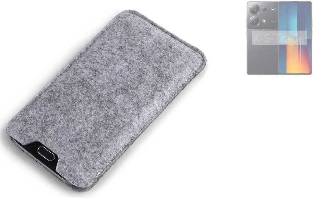 K-S-Trade Filz Handyhülle kompatibel mit POCO M6 Pro 4G Schutzhülle Filztasche Filz Tasche Case Sleeve Handy Hülle Filzhülle grau