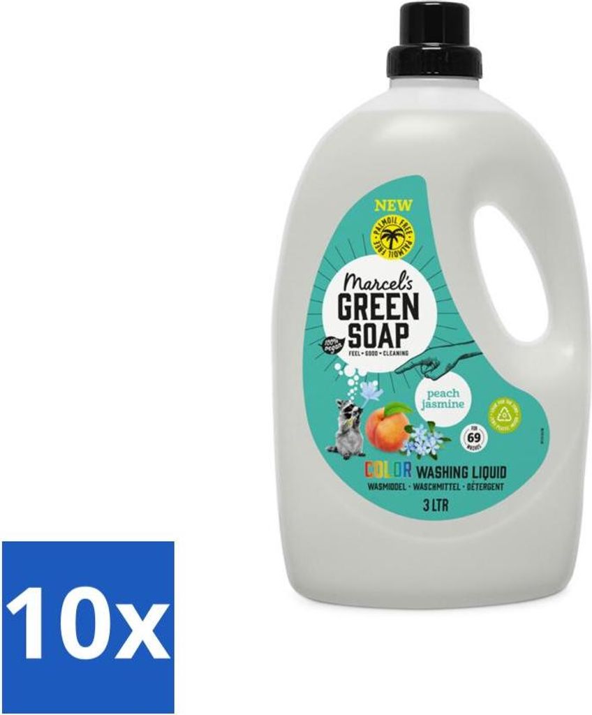 Marcel's Green Soap – Flüssigwaschmittel – Color Wash – Pfirsich & Jasmin – Natürlich & Wirksam – 69 Wäschen – 3 Liter - Vorteilspac...