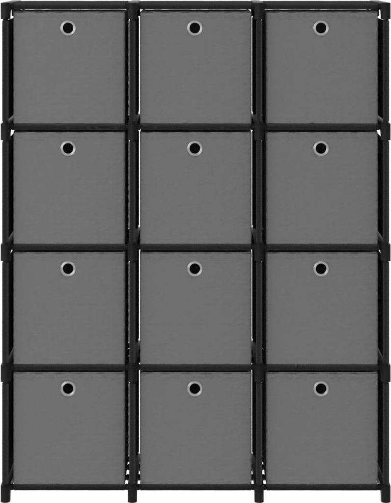 vidaXL Würfel-Regal mit Boxen 12 Fächer Schwarz 103x30x141 cm Stoff