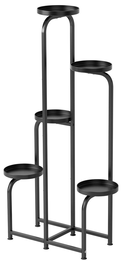 5-stufiger Pflanzenständer, Metall-Blumenregal, hohes vertikales Orchideenregal für Terrasse, Balkon, Veranda, Garten, Wohnzimmer, Haus, Innen- u...