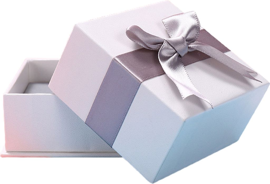 Verpackungsbox Fliege Verpackungsbox Quadratische Ohrringe Halskette Schmuck Geschenkbox für Frauen-Weiß,L