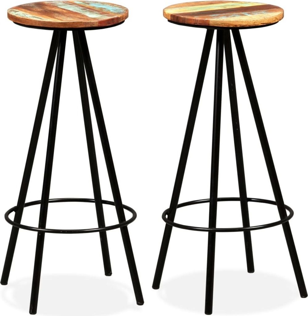 The Living Store Barhocker 2 Stk. Massives Altholz