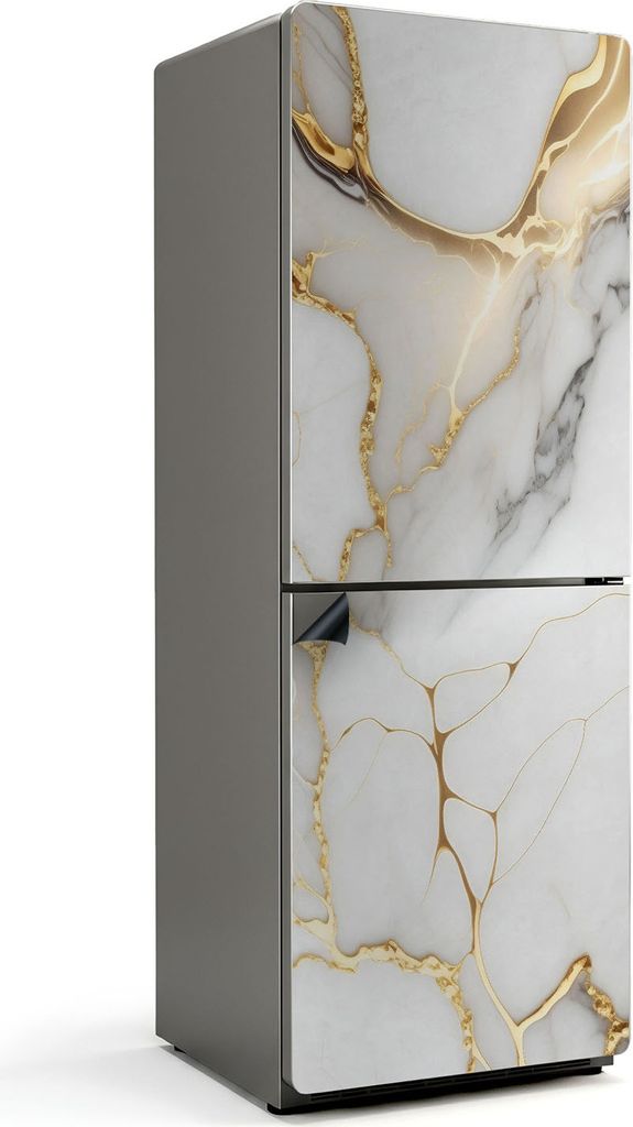 Elegantes Marmormuster – Magnetische Kühlschrank Abdeckung – Dekorfolie magnetisch Küche – Kühlschrank Magnet Deko – selbstklebende Magn...