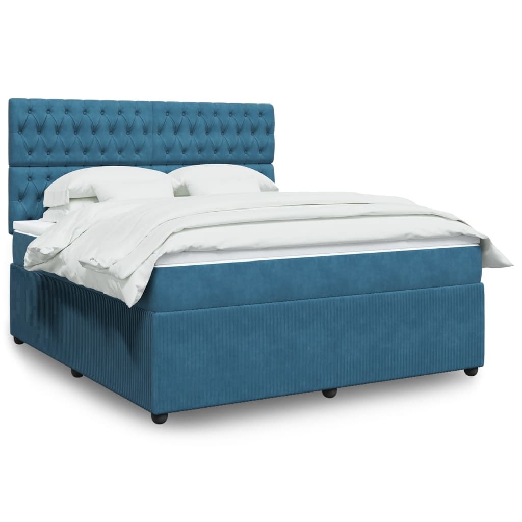 Maison Exclusive - Boxspringbett mit Matratze Dunkelblau 180x200 cm Samt