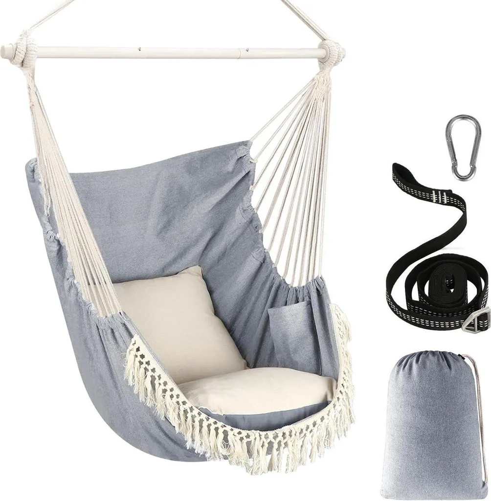 Sedia Sospesa Chihee Design Moderno - Barra Acciaio e 2 Cuscini