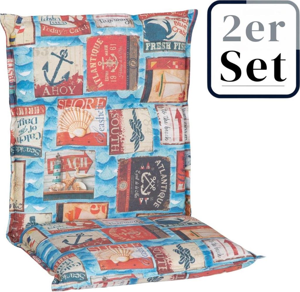 2er Set Niedriglehner Auflage Togo, Motiv - Maretim, bunt, 98x46x8cm