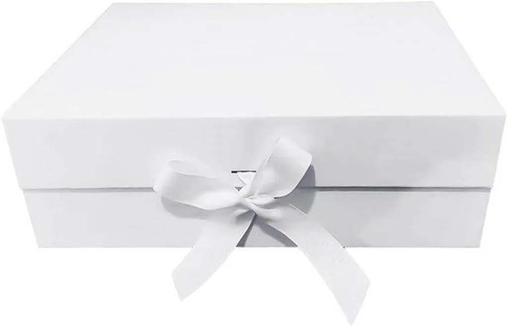 Coffret cadeau luxe blanc magnétique 15cm avec ruban de décoration